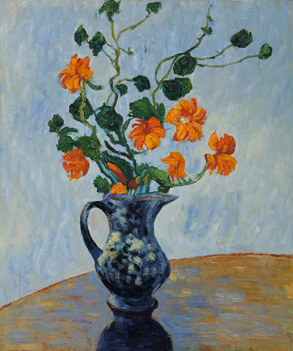 Nasturtiums in a Blue Vase by Claude Monet